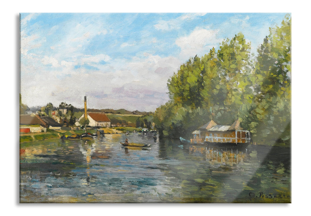 Pixxprint Camille Pissarro - LA SEINE À PORT-MARLY , Glasbild