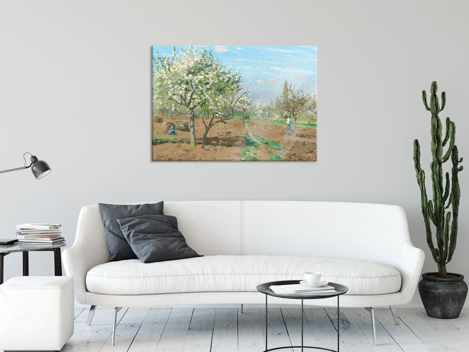 Camille Pissarro - Orchard in Blossom Louveciennes , Glasbild