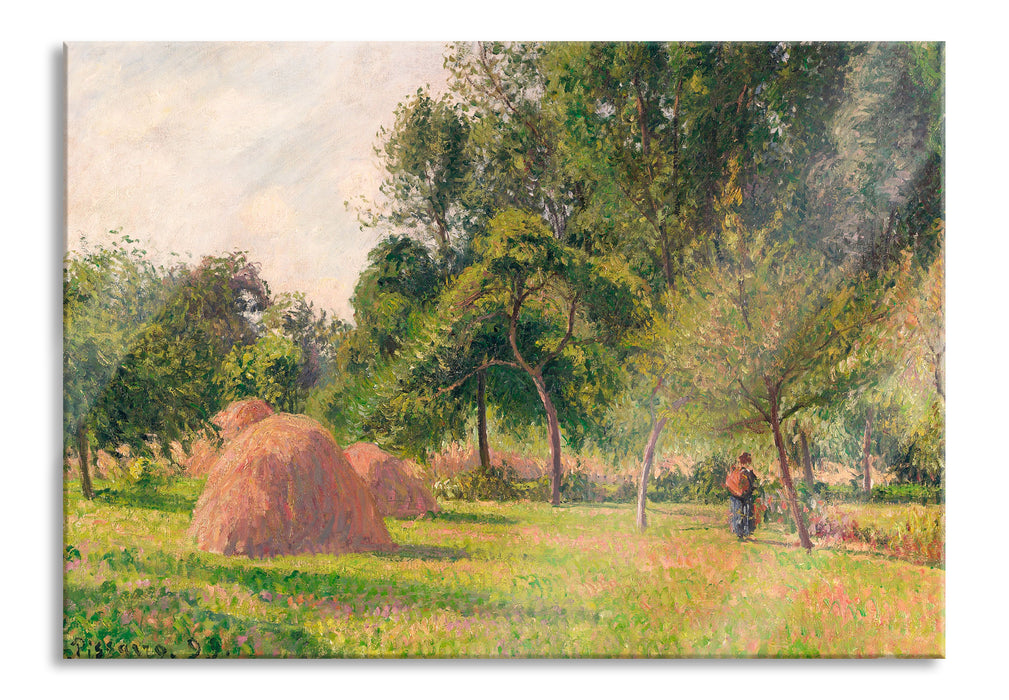 Pixxprint Camille Pissarro - Haystacks Morning Eragny , Glasbild