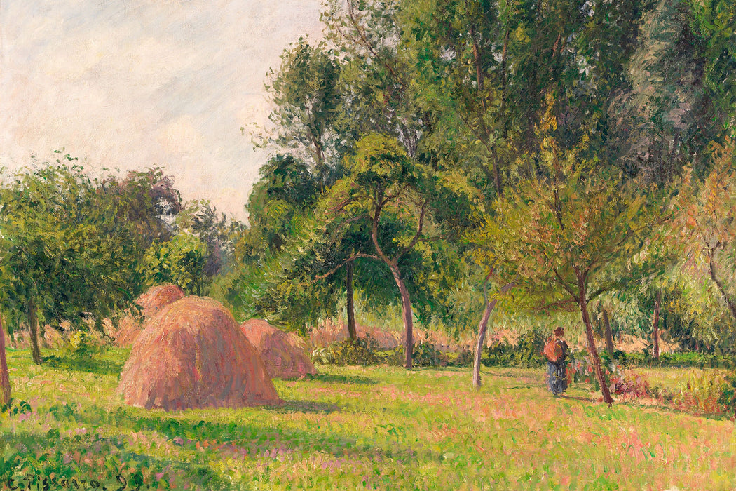 Camille Pissarro - Haystacks Morning Eragny , Glasbild