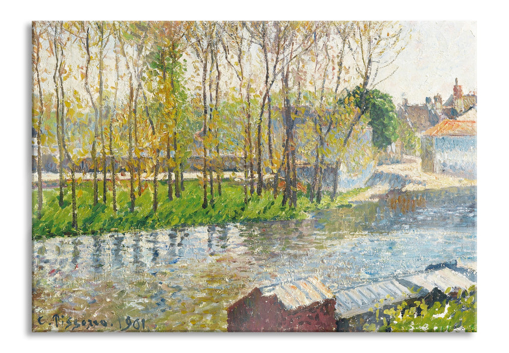 Pixxprint Camille Pissarro - BORDS DU LOING À MORET , Glasbild