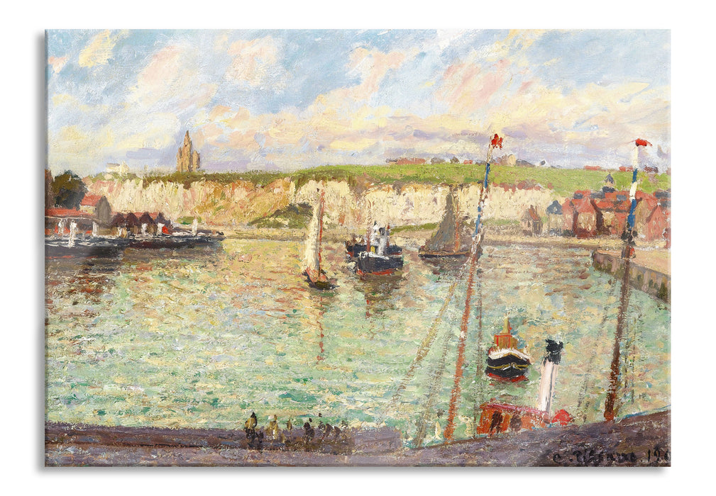 Pixxprint Camille Pissarro - L'AVANT-PORT DE DIEPPE APRÈS-MIDI, Glasbild
