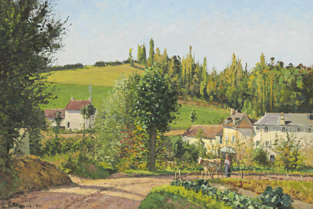 Camille Pissarro - Hameau aux environs de Pontoise , Glasbild