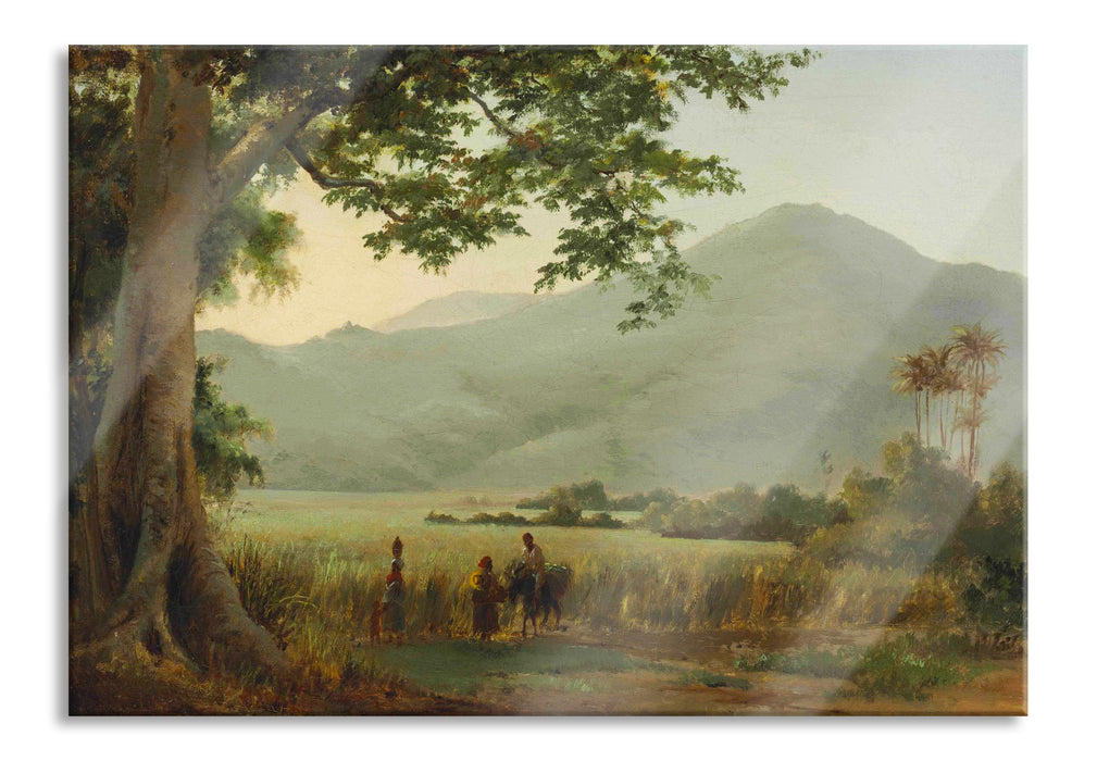 Pixxprint Camille Pissarro - Personnages discutant au bord d'un , Glasbild