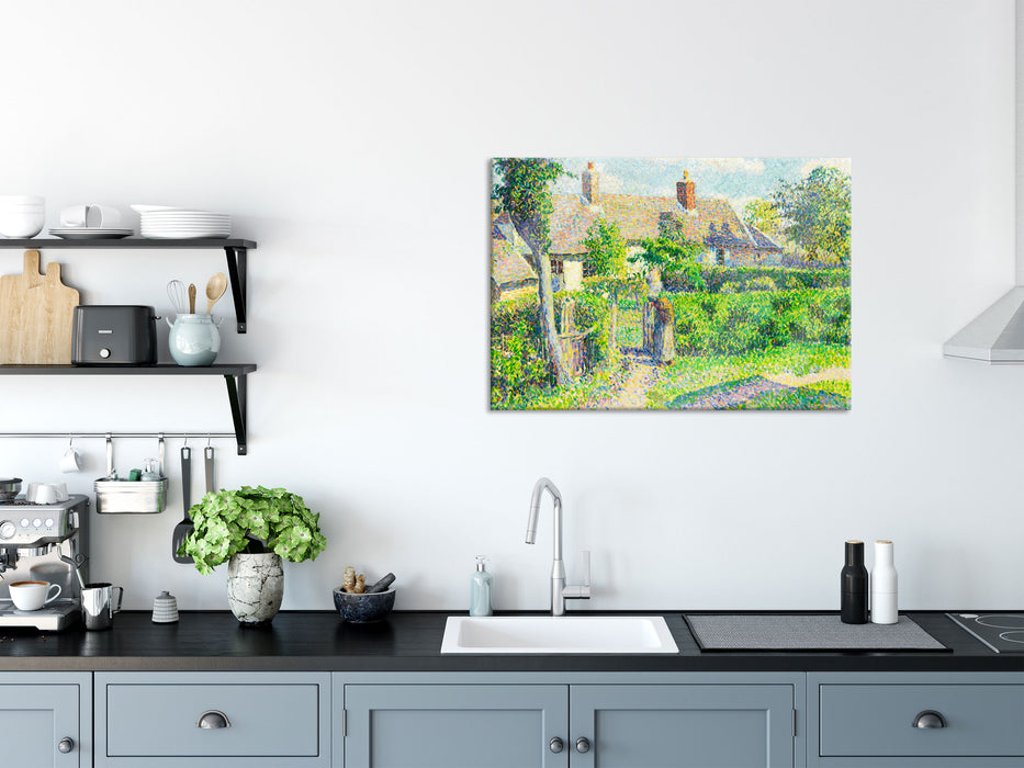 Camille Pissarro - Maisons de paysans , Glasbild