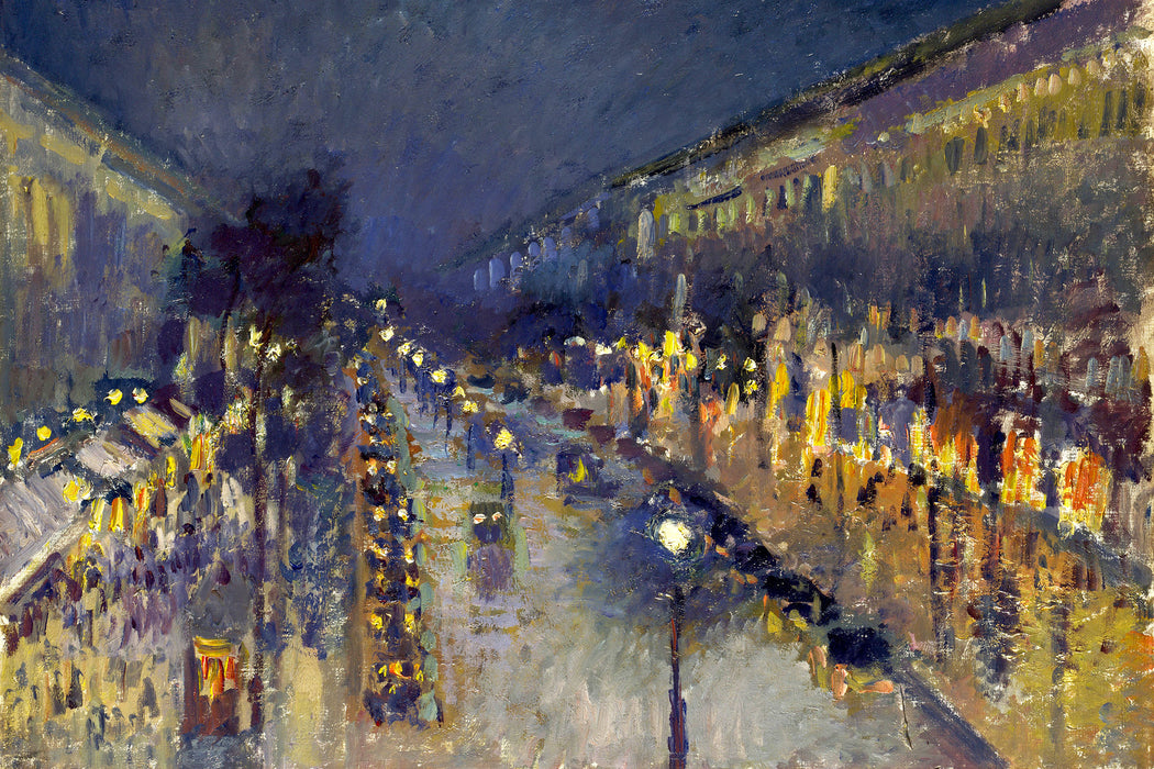 Camille Pissarro - The Boulevard Montmartre at Night , Glasbild