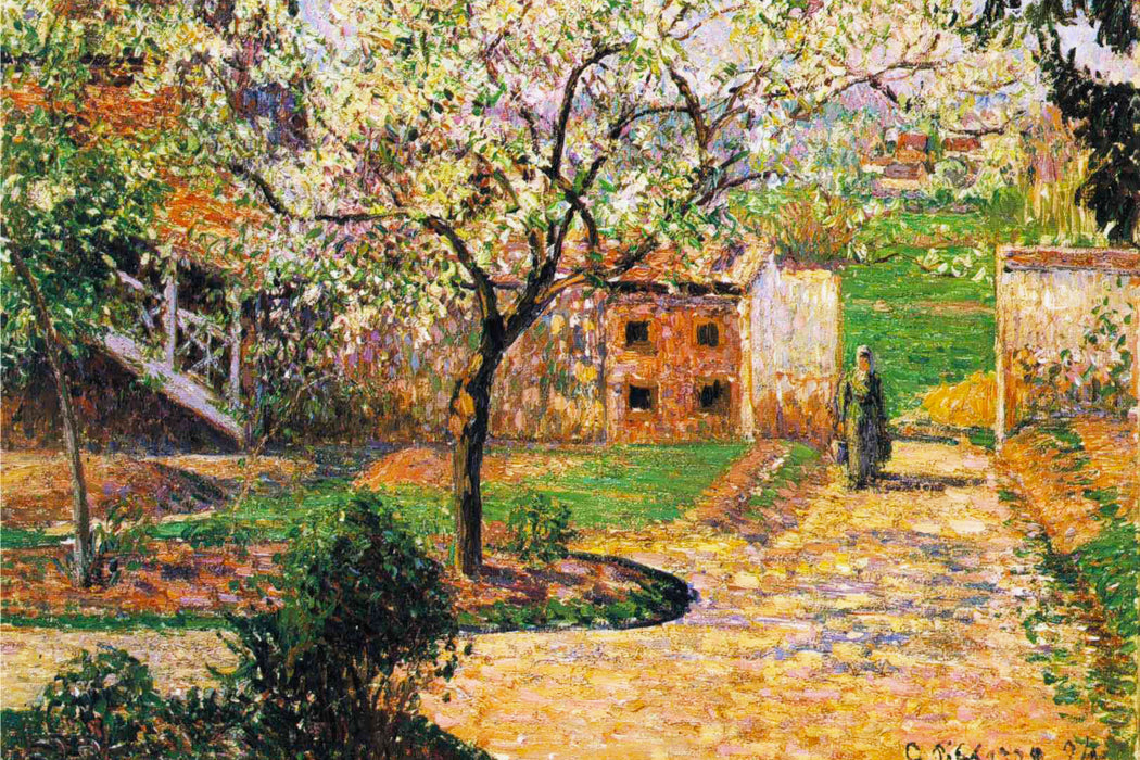 Camille Pissarro - Flowering Plum Tree Eragny, Glasbild