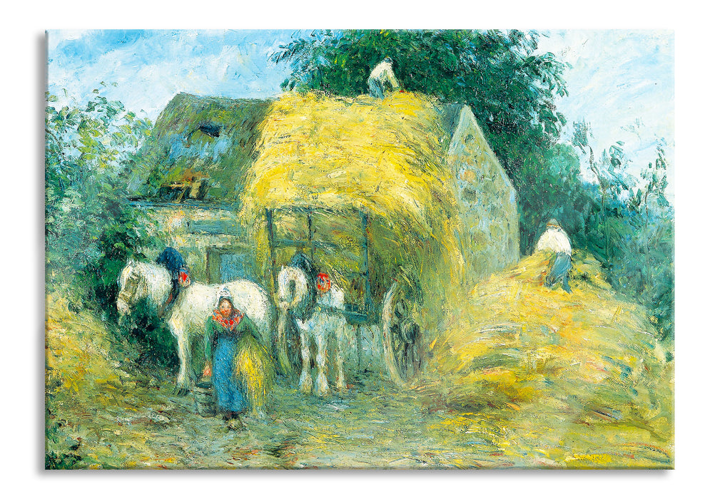 Pixxprint Camille Pissarro - The Hay Cart Montfoucault, Glasbild