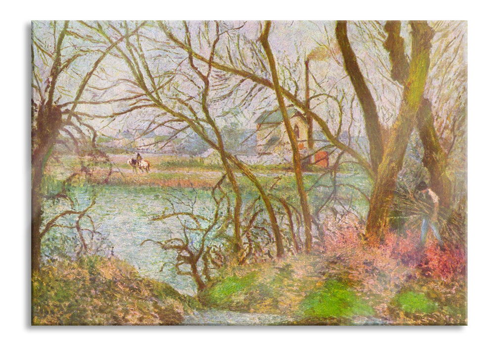 Pixxprint Camille Pissarro - Bords de l'Oise près de Pontoise , Glasbild