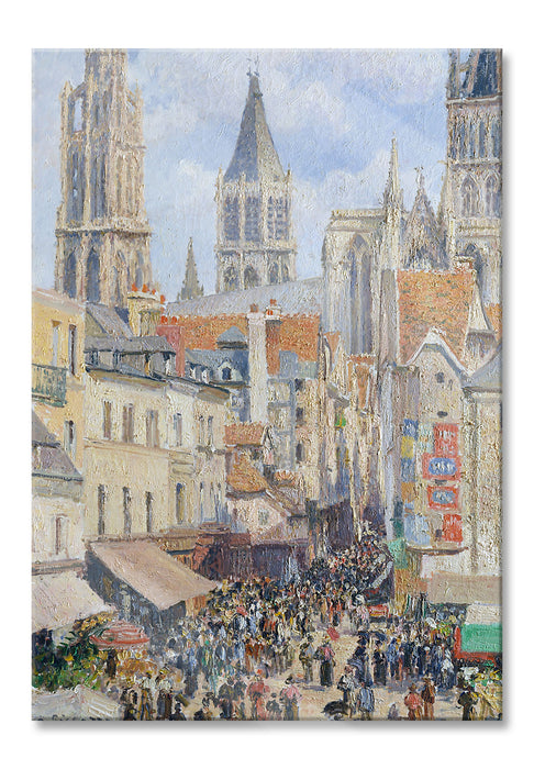 Camille Pissarro - Rouen Rue de l'Épicerie , Glasbild