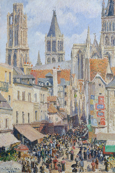 Camille Pissarro - Rouen Rue de l'Épicerie , Glasbild