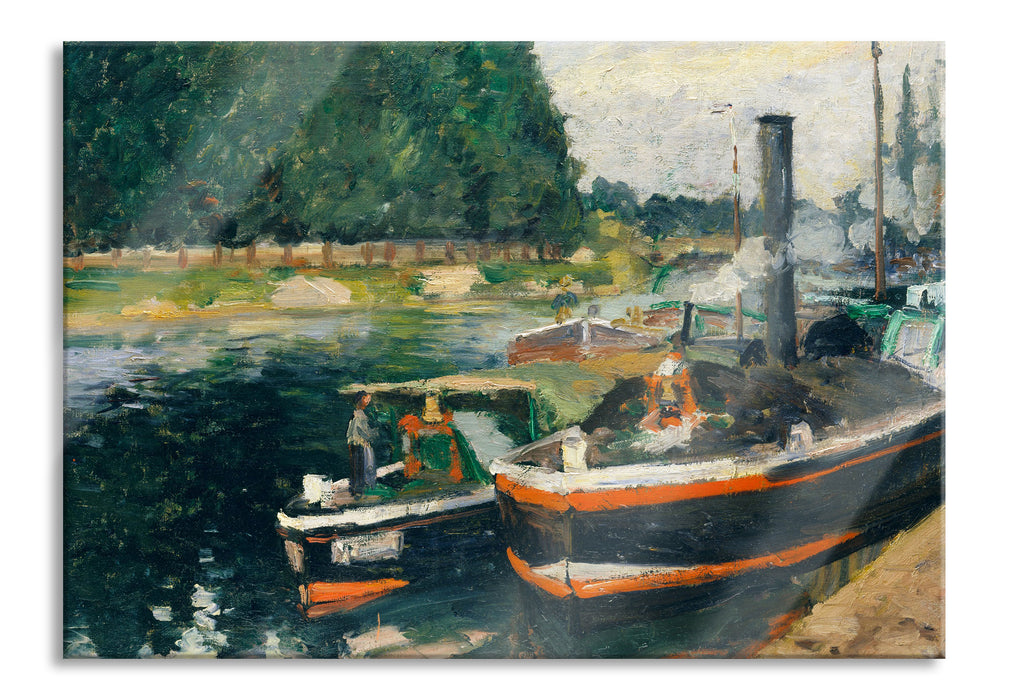 Camille Pissarro - Barges at Pontoise , Glasbild