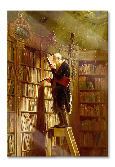 Carl Spitzweg - Der Bücherwurm , Glasbild