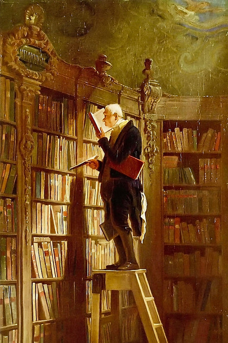 Carl Spitzweg - Der Bücherwurm , Glasbild
