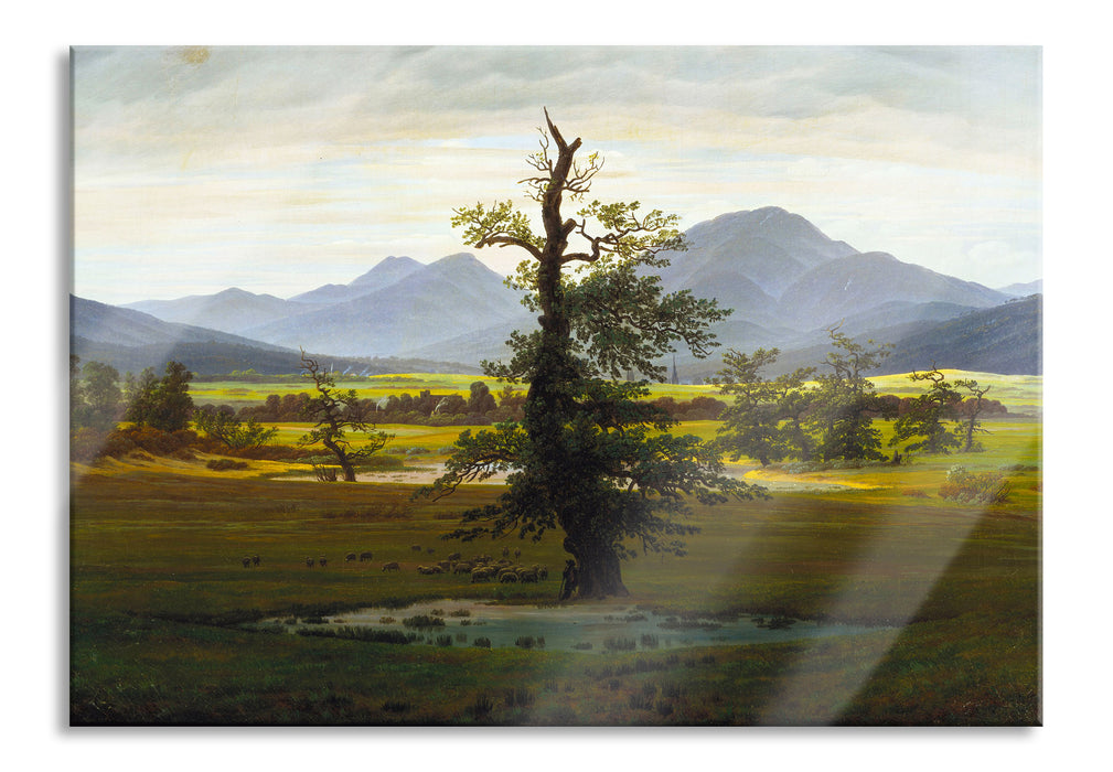 Pixxprint Caspar David Friedrich - Der einsame Baum, Glasbild