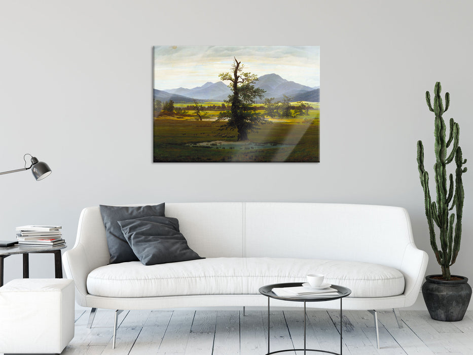 Caspar David Friedrich - Der einsame Baum, Glasbild