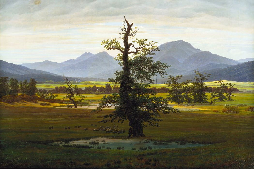 Caspar David Friedrich - Der einsame Baum, Glasbild