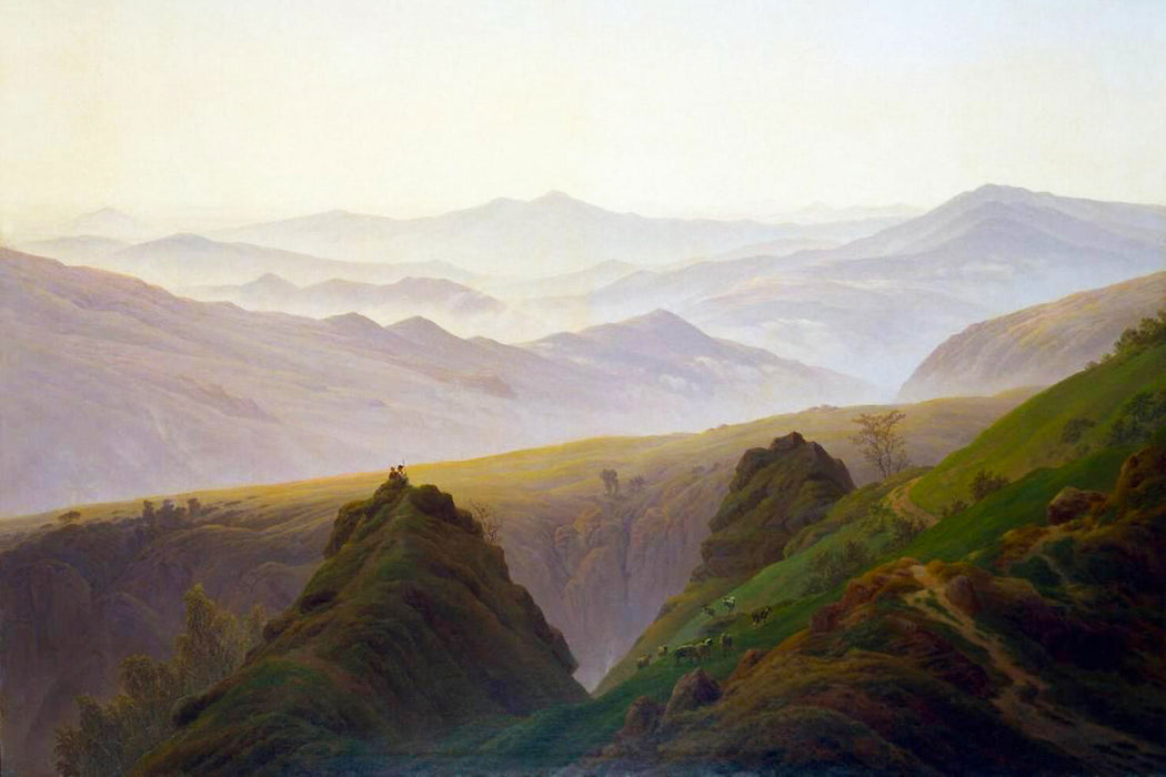 Caspar David Friedrich - Morgens in den Bergen, Glasbild
