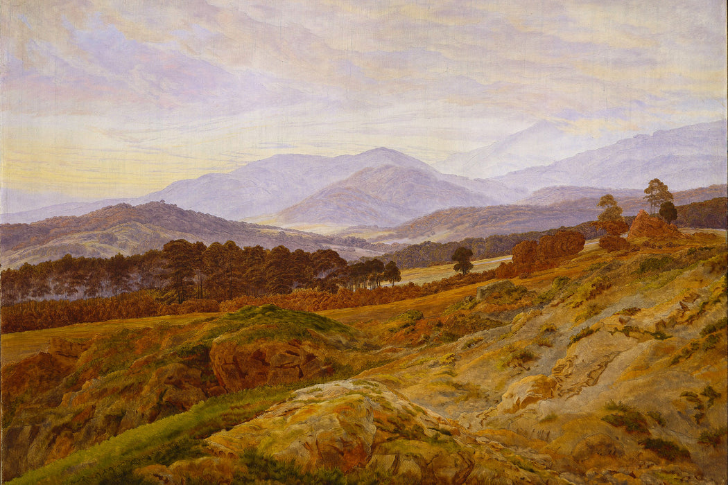 Caspar David Friedrich - Berg im Riesengebirge , Glasbild