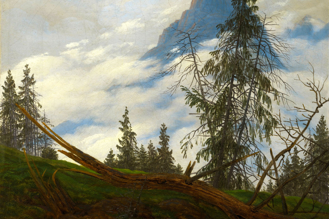 Caspar David Friedrich - Berggipfel mit ziehenden Wolke, Glasbild