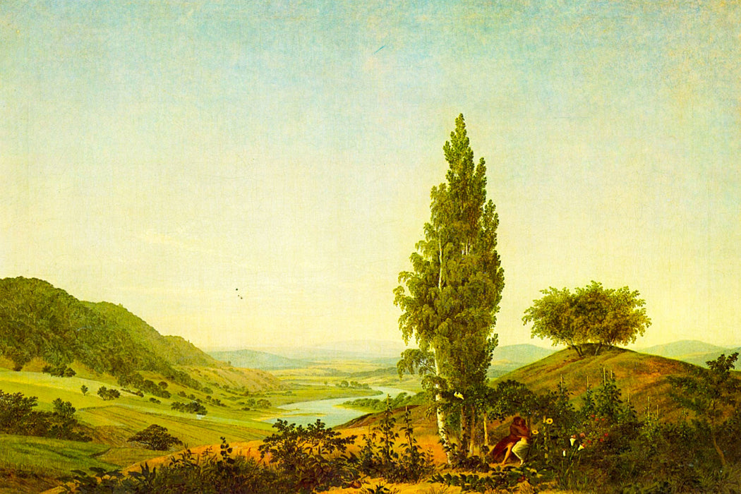Caspar David Friedrich - Der Sommer Landschaft mit Lie, Glasbild