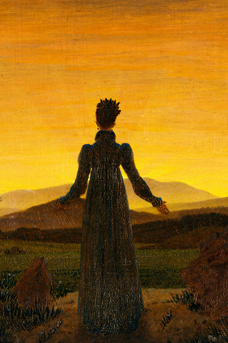 Caspar David Friedrich - Frau vor untergehender Sonne, Glasbild