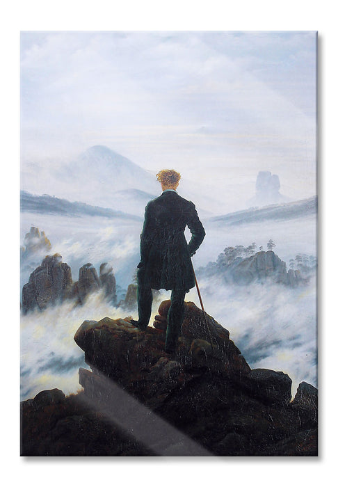 Caspar David Friedrich - Wanderer über dem Nebelmeer, Glasbild
