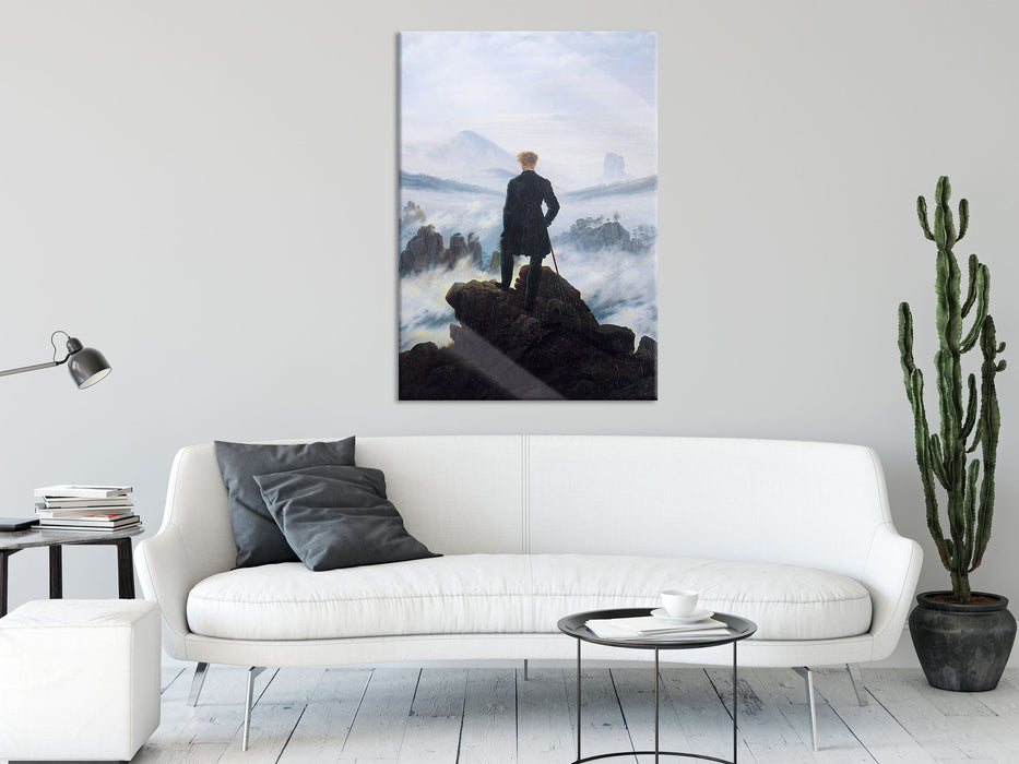 Caspar David Friedrich - Wanderer über dem Nebelmeer, Glasbild