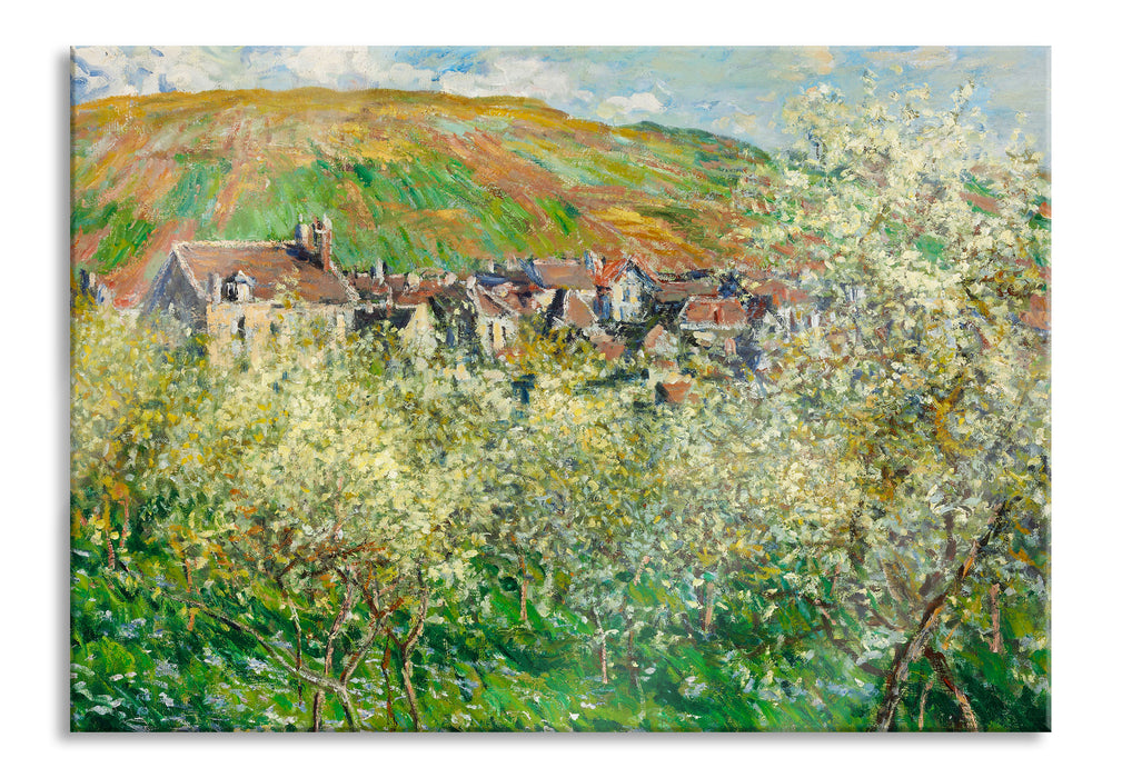 Pixxprint Claude Monet - Blühende Pflaumenbäume , Glasbild