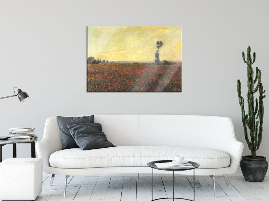 Claude Monet - Mohnfeld I, Glasbild