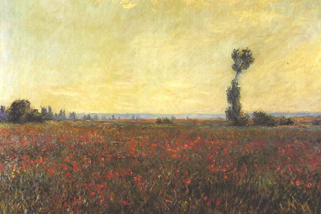 Claude Monet - Mohnfeld I, Glasbild