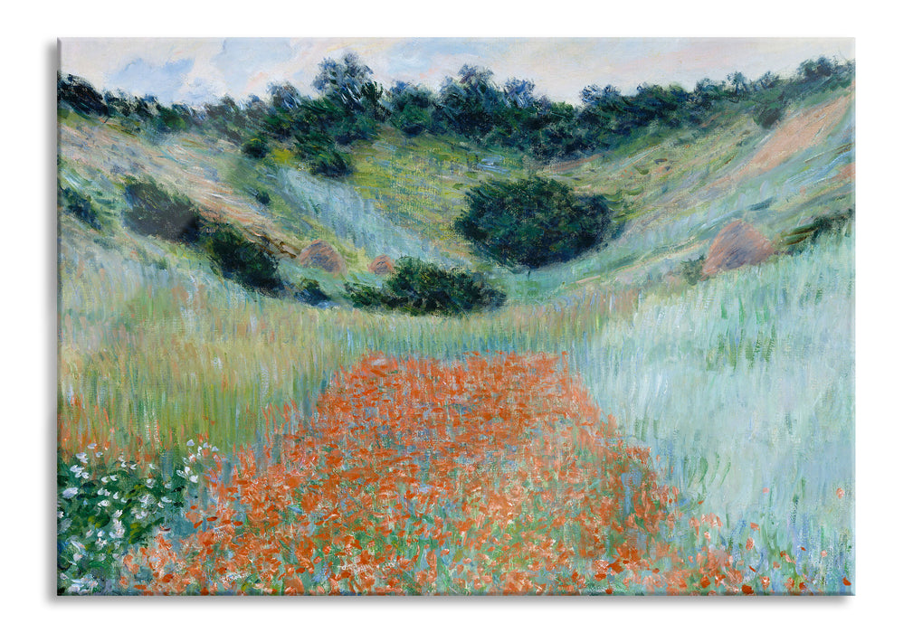 Pixxprint Claude Monet - Mohnfeld bei Giverny , Glasbild