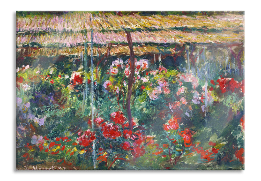 Claude Monet - Pfingstrosen-Garten , Glasbild