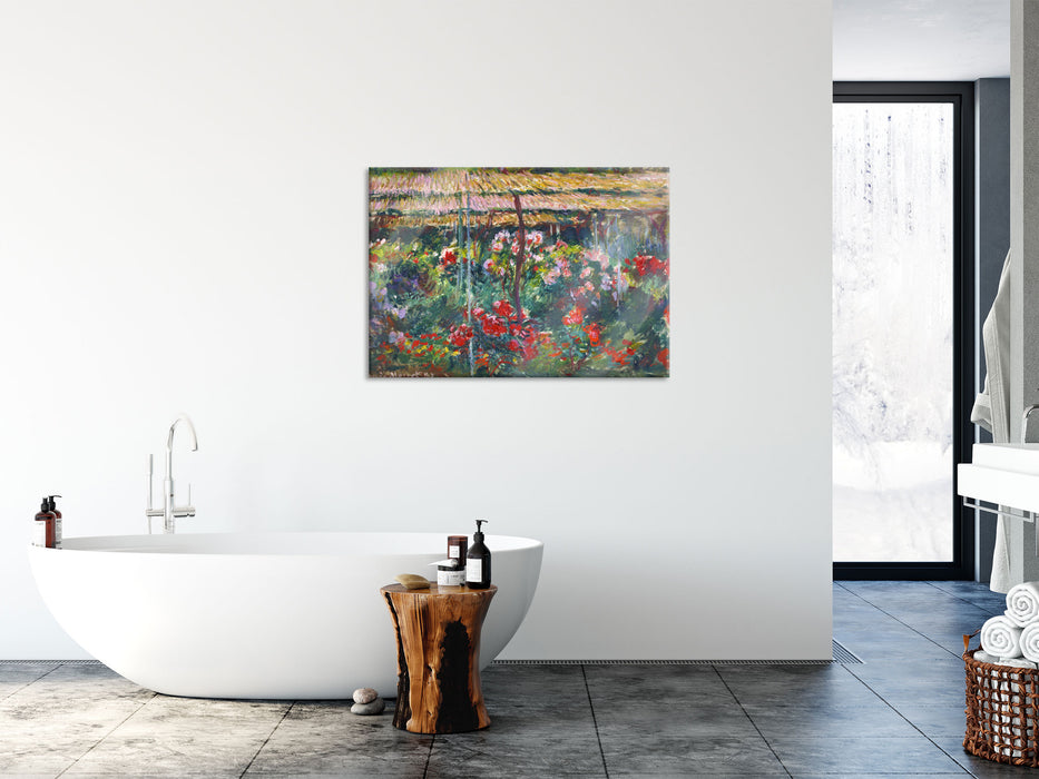 Claude Monet - Pfingstrosen-Garten , Glasbild