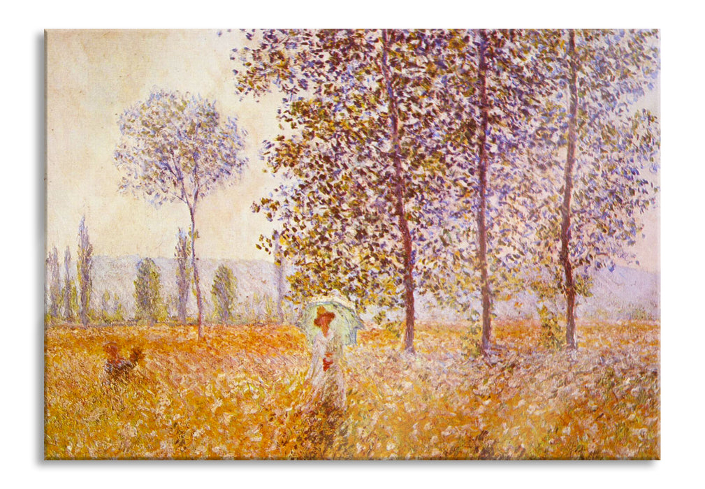 Claude Monet - Pappeln im Sonnenlicht , Glasbild