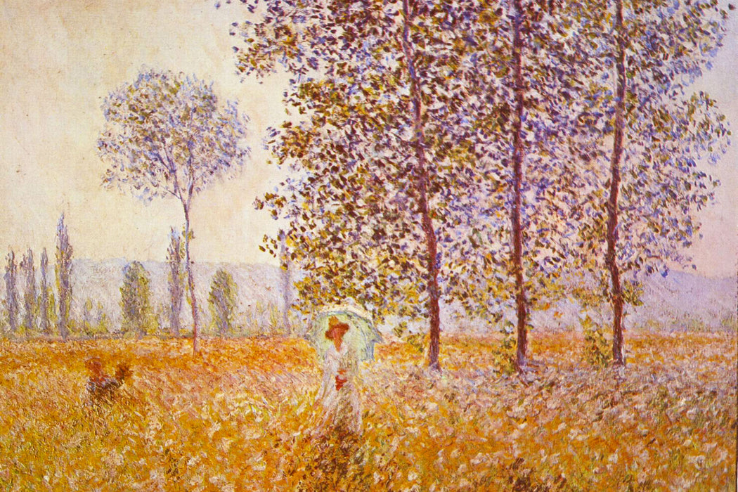 Claude Monet - Pappeln im Sonnenlicht , Glasbild