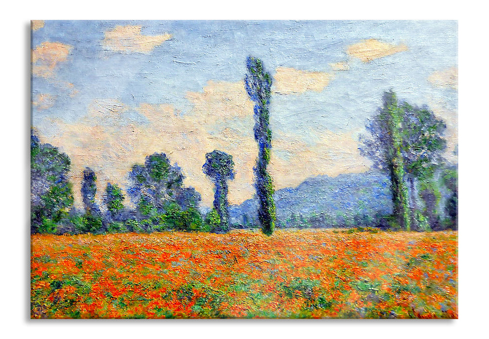 Claude Monet - Mohnfeld Giverny , Glasbild