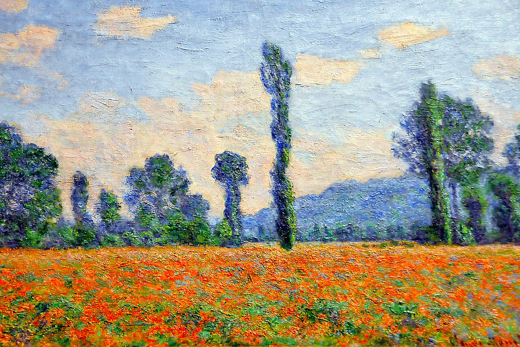Claude Monet - Mohnfeld Giverny , Glasbild