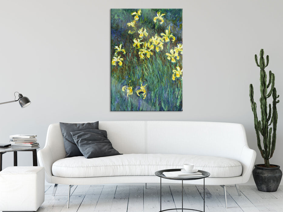 Claude Monet - Gelbe Schwertlilien , Glasbild