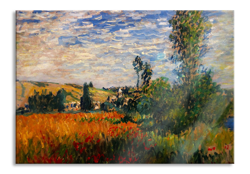 Pixxprint Claude Monet - Weg durch die Mohnfelder Ile Saint-Mart, Glasbild
