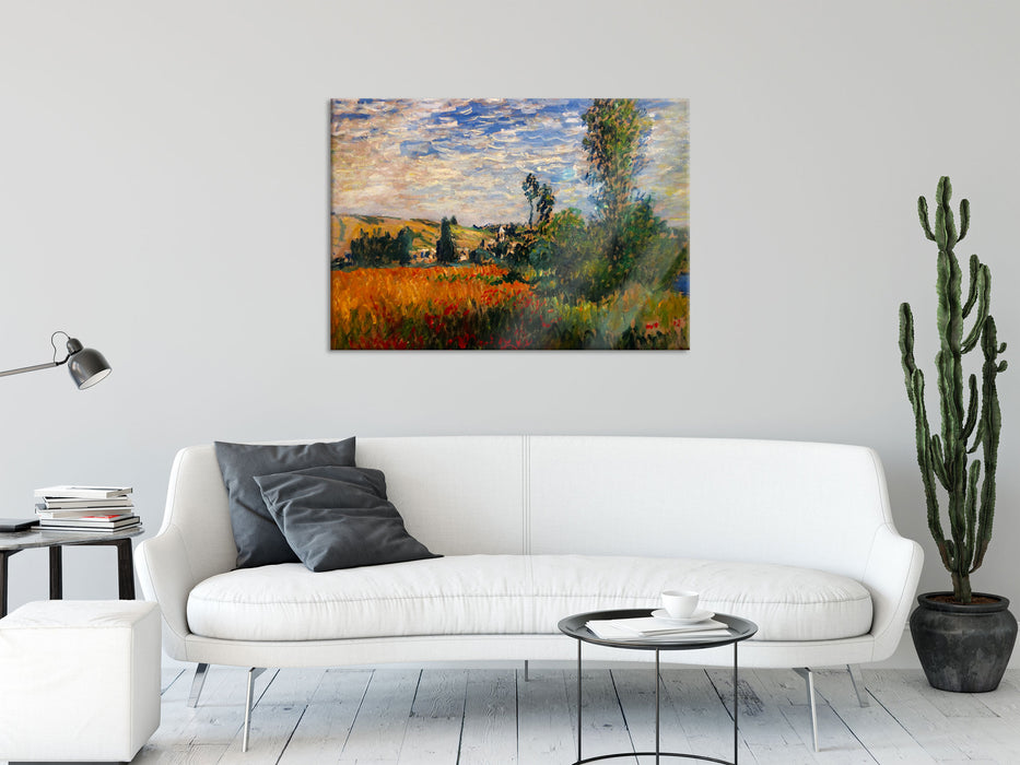 Claude Monet - Weg durch die Mohnfelder Ile Saint-Mart, Glasbild