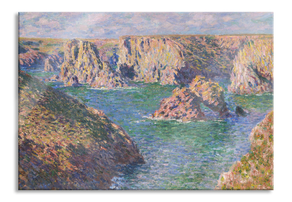 Claude Monet - Der Felsen von Guibel, Glasbild