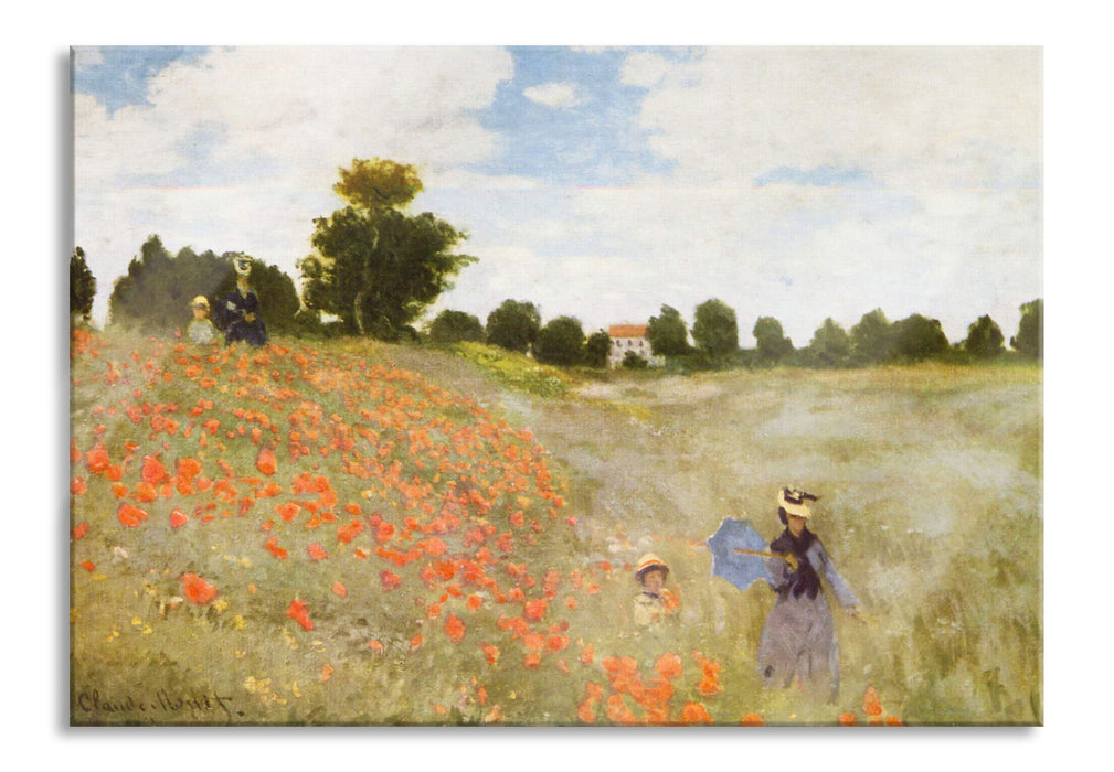 Claude Monet - Mohnfeld II, Glasbild