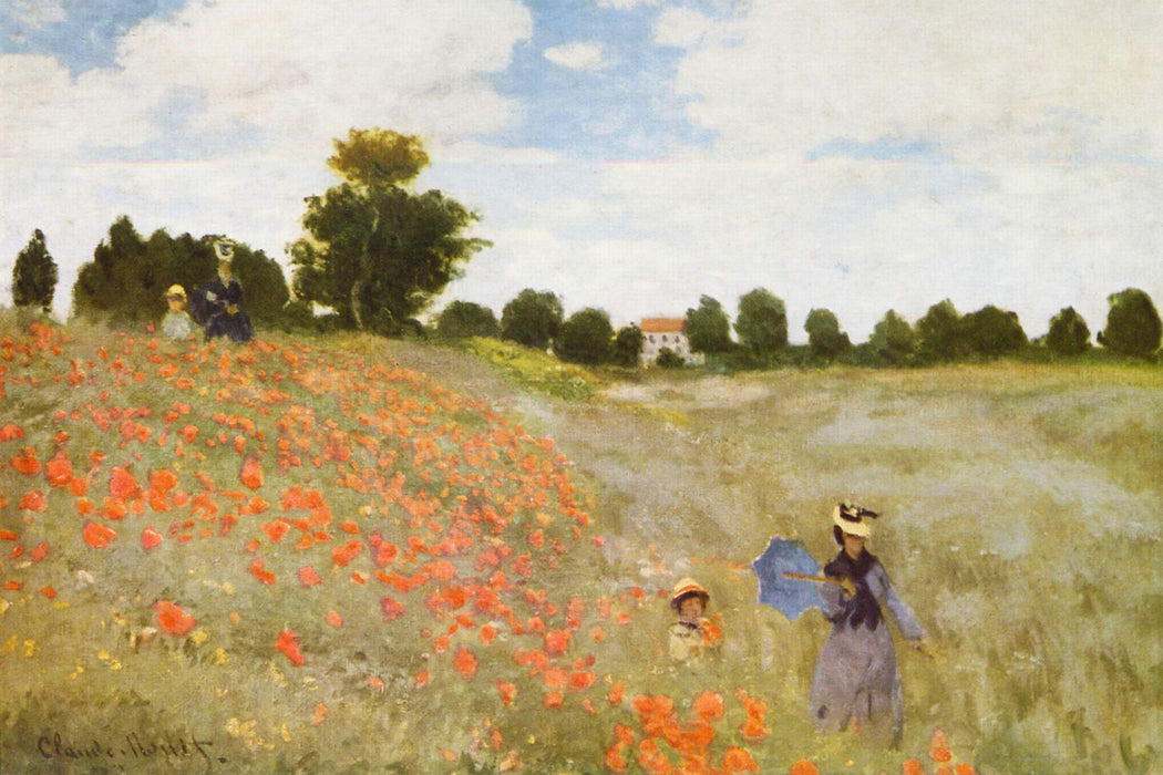 Claude Monet - Mohnfeld II, Glasbild