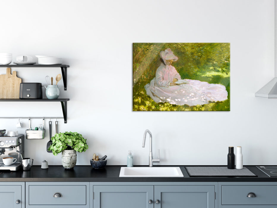 Claude Monet - Frühlingszeit , Glasbild