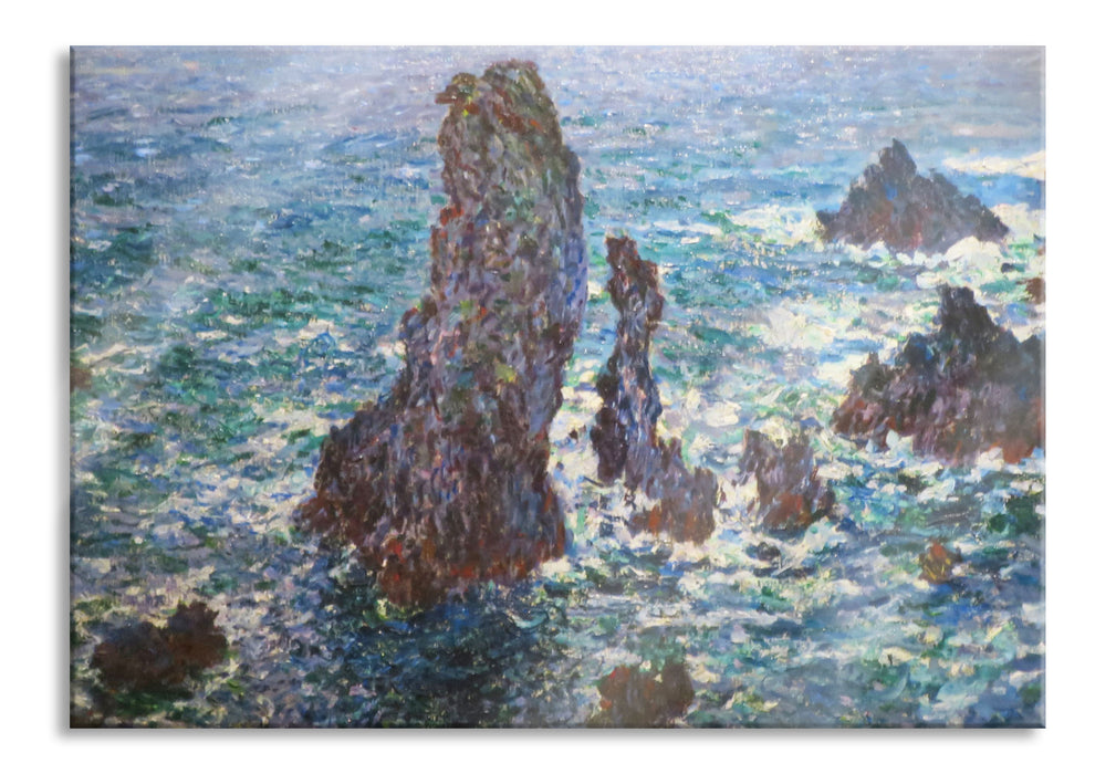 Pixxprint Claude Monet - Felsen bei Belle-Ile, Glasbild