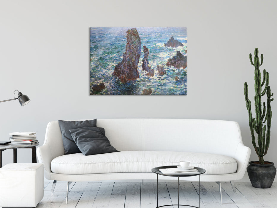 Claude Monet - Felsen bei Belle-Ile, Glasbild