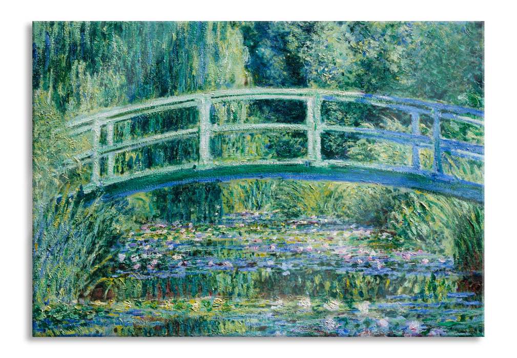 Pixxprint Claude Monet - Seerosen und japanische Brücke , Glasbild