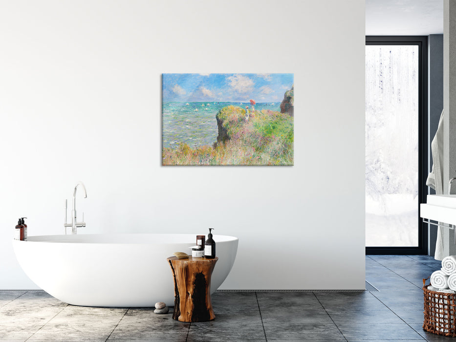Claude Monet - Spaziergang auf Klippen-Ebene bei Pourvi, Glasbild
