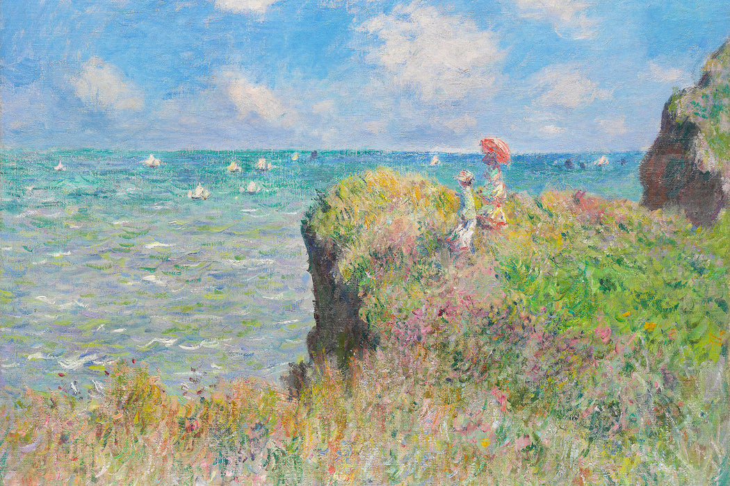 Claude Monet - Spaziergang auf Klippen-Ebene bei Pourvi, Glasbild